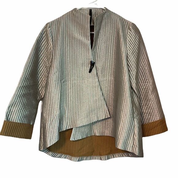 I.C. BY CONNIE K Silver Asymmetrical Single Button Closure Blazer Jacket… - Picture 4 of 13